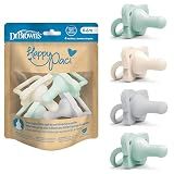 Dr. Brown's HappyPaci Silicone Pacifier, Gray, Green, Ecru, 0-6m, 4-Pack