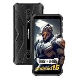 Ulefone Armor X12 Pro Rugged Smartphone, Waterproof Phones Unlocked, Octa-core Android 15, 8GB+64GB, Dual SIM Global 4G LTE, 4860mAh Battery, Face Recognition, Bluetooth, NFC, Compass - Black