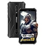 Ulefone Armor X12 Pro Rugged Smartphone, Waterproof Phones Unlocked, Octa-core Android 15, 8GB+64GB, Dual SIM Global 4G LTE, 4860mAh Battery, Face Recognition, Bluetooth, NFC, Compass - Black