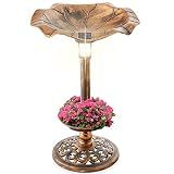 Best Choice Products Bird Bath W/Solar Light & Planter - Bronze