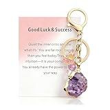 Eyowaii Natural Healing Crystal Keychain Inspirational Gift for New Beginnings Farewell Meaningful Gifts for Friend Coworker Healing Stones Key Chain Anxiety Relief Keychain for Women
