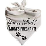 Guess What? Mom's Pregnant Dog Bandanas Baby Announcement Pregnancy Announcement Oatmeal Beige Minimal (Large)