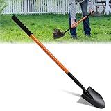 Small Shovel for Digging with Metal Handle, 43.7 Inch Heavy Duty Garden Shovel, Trench Shovels Ideal for Digging Gardening Trenching Planting Camping Transferring Scooping, Orange