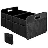 Simple Deluxe 2 Compartments Trunk Organizer for Car/SUV, Collapsible 600D Waterproof Oxford Polyester 50L Storage Box, Anti-slip & Leak-proof, Multipurpose Travel Accessories, Black