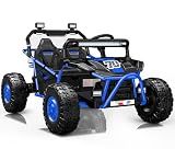 First Ride On 36V Kids Ride On UTV, 2-Seater 400W Electric Car for Kids 6+, 5-8 MPH Speed, 14" EVA Wheels, Metal Frame, Bluetooth Music, Rear Metal Suspension Off-Road Vehicle (Cobalt Blue)