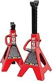 BIG RED AT42002R Torin Steel Car Jack Stands: 2 Ton (4,000 lb) Capacity, Red, 1 Pair