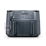 Ninja Air Fryer, Thermometer, Roast, Bake, Air Fry, Crisps, Broil, Reheats, Keep Warm, 10-in-1, Fries, Frozen Food, Veggies, and Meat, Quick Meals, Healthy Meals, Less Oil, 10 QT, GREY, DZ550​GY