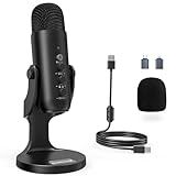 ZealSound Podcast Microphone for PC, Noise Cancellation USB Mic with Gain, Volume Adjustment & Mute Button, Monitoring & Echo, for YouTube, TikTok, Podcasting, Streaming, iPhone, iPad, Android, Mac