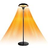Star Patio Electric Outdoor Heater, Freestanding Patio Heater, Infrared Heaters, Hammered Bronze Finished, Tip-Over Protection, Adjustable Height and Silent Heating, ZHQ1566-C-SN2025