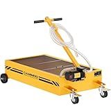CAMMOO 20 Gal Electric Oil Drain Pan, 110V High-Flow Pump, 9.8 FT Hose, 200 W Motor, 2 Locking Swivel Casters and 2 Directional Wheels Stable, Folding Handle, Heavy-Duty for Trucks, RVs, SUVs, Yellow