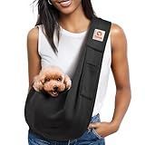 Tomkas Small Dog Sling Carrier - Classic Pocket & Classic Strap - for 3-10 lbs Pets(Black)