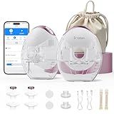 Yeltan Wearable Breast Pump: YM-806 Hands-Free Breastfeeding Pump, Wireless Electric Breast Pump with App Control, 12 Levels & 4 Modes, Memory Function, 150 ml Milk Collector, 2 Pumps Set, Rose Gold