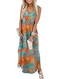 Sampeel Summer Dresses for Women 2025 Flowy Maxi Dress Vacation Beach Clothes Floral Plus Size Sundresses XL