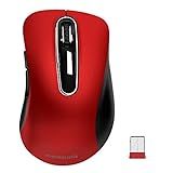 memzuoix 2.4G Wireless Mouse, 1400 DPI Mobile Optical Cordless Mouse with USB Receiver, Portable Computer Mice for Laptop, PC, Desktop, MacBook, 5 Buttons, Red