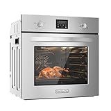 Empava Single Gas Wall Oven with 5 Cooking Funcitons 24 inch, Built-in Convection Fan, NG Only Mechanical Control Knobs, Digital Display Panel, 2.3 cubic feet, Stainless Steel