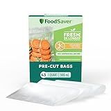 FoodSaver Quart Pre-Cut Vacuum Seal Bags, Easy Use Vacuum Storage Bags, Align to Seal and Tear to Open Vacuum Sealer Storage Bags, 43 Pack