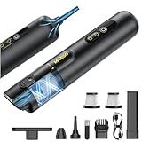 Mr.ego Car Vacuum Portable Cordless, 20000Pa Mini Vacuum Cleaner & Air Duster, 100,000 RPM Brushless Motor Handheld Vacuum with LED Light and Multi-Nozzles for Car, Home, Office, Pet (Black)