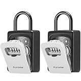 Puroma Lock Box, Large Key Lock Box Resettable Combination Code Lockbox, Portable Wall Mount Lockbox Security Safe Box for Outside Outdoor Home Office Door Handle House Key, Gray (2 Pack)