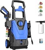 SEN-QII Electric Pressure Washer - 5000PSI Max 3.2GPM Power Washer Electric Powered with 20FT Hose, 4 Nozzles, Foam Cannon, Power Washer for Cars, Patios, Driveways