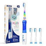 SEAGO Kids Electric Toothbrush, Timer, LED Light, AAA-Powered, 4 Heads