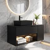 SOLIDEE 28'' Floating Bathroom Vanity with Sink, Wall Mounted Vanity, Black