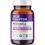 New Chapter Wholemega for Moms Fish Oil Supplement, Tiny Capsules, 2000mg per Serving, Prenatal DHA with Omega-3 + Vitamin D3 for Prenatal & Postnatal Support, 500mg Each - 180 Count