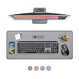 Logitech Desk Mat - Studio Series, Multifunctional Large Desk Pad, Extended Mouse Mat, Office Desk Protector with Anti-slip Base, Spill-resistant Durable Design, in Mid-Grey