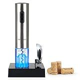 Secura Electric Wine Opener, Automatic Electric Wine Bottle Corkscrew Opener with Foil Cutter, Rechargeable (Stainless Steel)