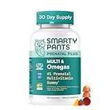 SmartyPants Prenatal Multivitamin Gummies with Omega 3 DHA/EPA, Methylfolate, Biotin, Vitamins D3, C, B12, B6, A, K, and Zinc, Gluten Free, Clean Label, Two Fruit Flavors, 90 Gummies (30 Day Supply)