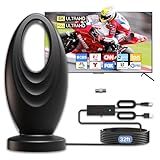 2025 TV Antenna for Smart TV and Old TV, 2200+ Miles Range HD Digital TV Antenna Indoor with 360° Signal Strongest Booster, Supports Local Channels 1080P 4K Reception for Home, RV, Camping (32ft)