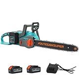 16-Inch Electric Chainsaw Cordless,Battery Powered Chainsaw with Brushless Motor,2 * 20V DC 4Ah Batteries and Charger,Automatic Chain Refueling for Wood Cutting And Tree Trimming