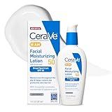 CeraVe AM Facial Moisturizing Lotion SPF 50, Face Moisturizer with SPF, Hyaluronic Acid, Niacinamide & Ceramides, Non-Greasy, Blends Seamlessly With No White Cast, Non Comedogenic Sunscreen, 3 Oz