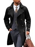 Runcati Mens Trench Coat Double Breasted Windbreaker Long Jacket Overcoat