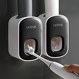 MOPMS Toothpaste Dispenser Wall Mounted for Bathroom Automatic Toothpaste Squeezer for Kids and Adult (Black-2PCS)