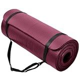 BalanceFrom 1-inch Thick 71x24 Inches Extra Thick Exercise Yoga Mat, Wine