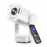 Aurzen Roku TV D1R air USB-C Powered Smart Portable Outdoor Projector White