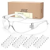 PTCOL 28 Pack Safety Glasses Crystal Clear (Bulk Pack of 24+4) Unisex Anti-Scratch Protective Goggles Impact Resistant Lens Eyewear with ANSI Z87.1 Certified for Construction, Shooting and Laboratory