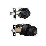 Front Door Lock Set Exterior Door Lock Set with Deadbolt, Single Cylinder Deadbolt Lock and Door Knob Set, Keyed Alike,Matte Black Door Knob and Deadbolt Set(1Pack Set)