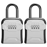 Puroma Lock Box, Key Lock Box Wall Mount & Portable Combination Lockbox with Resettable Code, Security Lockbox for Outside House Keys, Apartment Realtors Spare Keys Storage (2 Packs, Gray)