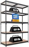 HOMEDANT Black 47.7" W 5 Tier Storage Shelves Garage Shelving Unit Metal
