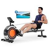 Dripex Rowing Machines for Home Use, Rowing Machine Max 350 LBS, Magnetic Rower with 16 Levels of Workout Resistance, Dual Slide Rail, Bluetooth App Supported, LCD Monitor,Row Machine for Gym Exercise