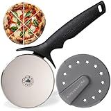 KitchenStar Pizza Cutter Wheel - 304 Stainless Steel Slicer Knife with Super Sharp Blade, Anti-Wobble Axle Mechanism, Ergonomic Non-Slip Handle & Protective Cover, Dishwasher Safe