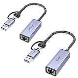 BENFEI USB Ethernet Adapter 1000 Mbps, Pack of 2 USB to RJ45 Gigabit Ethernet LAN Network Adapter Compatible with MacBook Surface Pro Notebook PC with Windows 11/10/8.1/8/7/XP/Vista, Mac OS