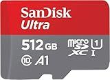 SanDisk 512GB Ultra microSDXC UHS-I Memory Card with Adapter - Up to 150MB/s, C10, U1, Full HD, A1, MicroSD Card - SDSQUAC-512G-GN6MA [New Version]