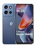 Simple Mobile Motorola Moto G 2025, 64GB, Saphire Blue - 6.6" 120Hz Display, 5G Prepaid Smartphone, 50MP Quad Pixel Camera, Long-Lasting Battery (Locked to Simple Mobile)
