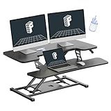 FLEXISPOT 36-inch Standing Desk Converter Height Adjustable Sit to Stand Up Workstation, Dual Monitor and Laptop Riser with Wide Keyboard Tray, Black