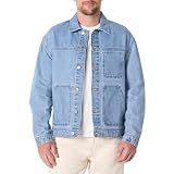 Amazon Essentials Men's Heavyweight Rigid Denim Relaxed-Fit Utility Jacket with Pockets, Shank Button Closure, Vintage Blue, XX-Large