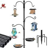 Bird Feeder Pole, Bird Feeding Station 88 Inch Shepherds Hooks for Outdoor Heavy Duty 1 Inch Dia Humming Birds Feeder Stand Hanger Post with 4 Hooks, Water Bowl and Birds Seed Tray