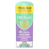 Mitchum Women’s Antiperspirant Deodorant Gel Stick, Shower Fresh Scent, 48HR Sweat & Odor Protection, Triple Odor Defense, Alcohol-Free, 3.4 oz (Pack of 2)