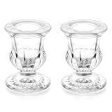 Romadedi Glass Taper Candle Holders, Clear, Pack of 2